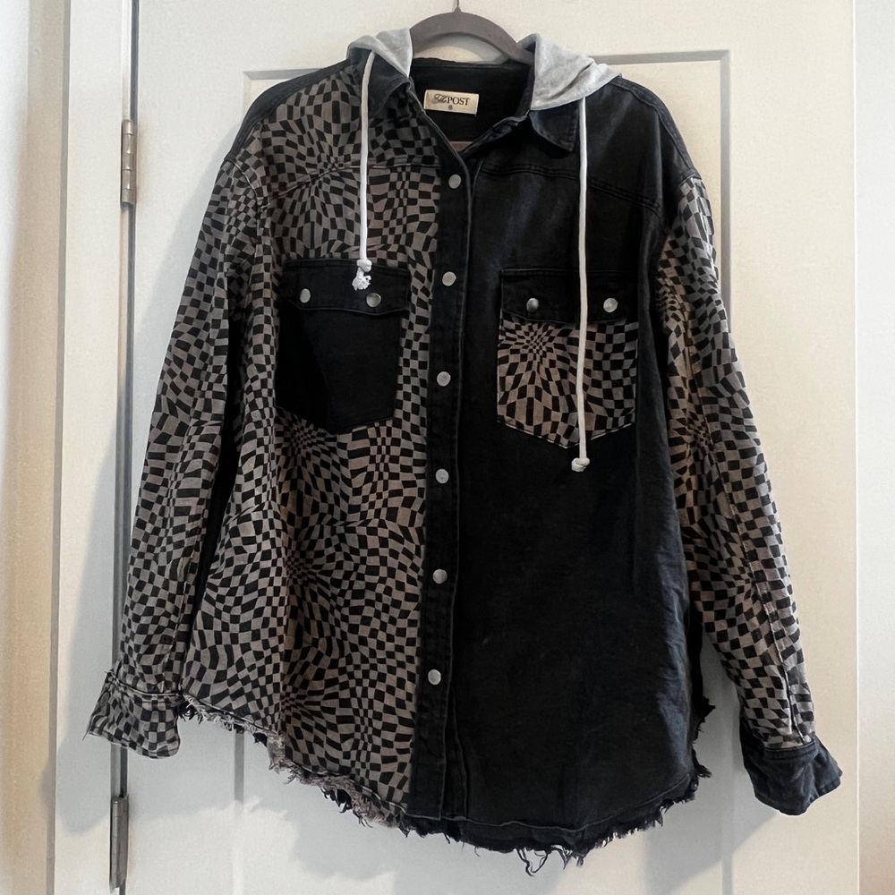 Women’s The Post Black and Gray Checkered Jacket size Medium
